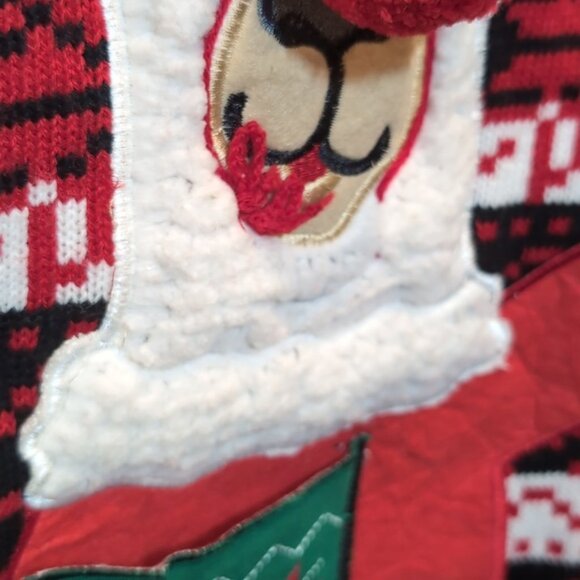 Ugly Christmas Sweater Fleece Llama Holiday Party Funny Drink Holder Pocket Knit - Picture 5 of 13